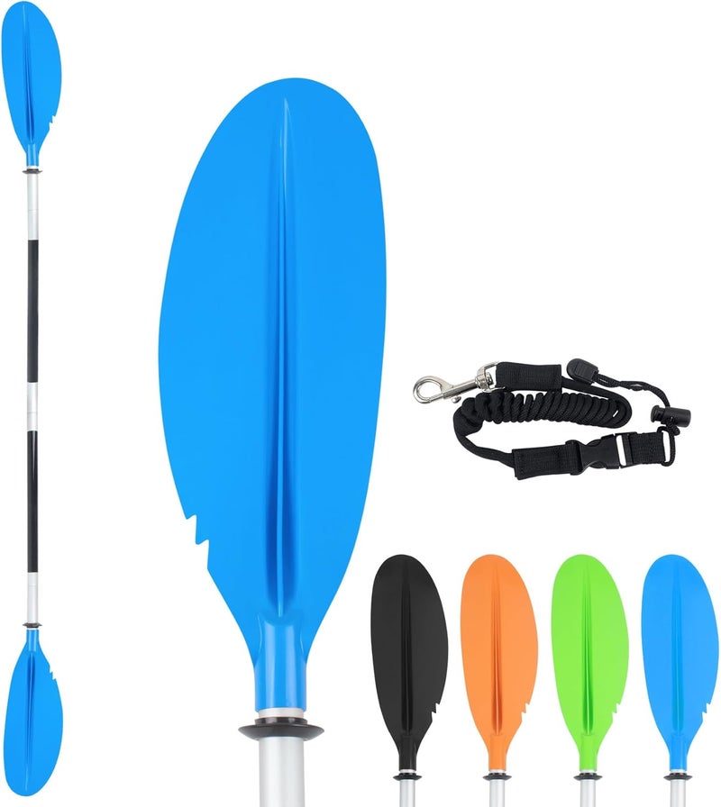 DEDU Kayak Paddle, Boat Paddle 88in 4 Piece Fishing Kayak Paddle, Kayak Oars Paddles Adjustable Lightweight Detachable Aluminum Alloy Shaft with Paddle Leash for Adult - Image 1